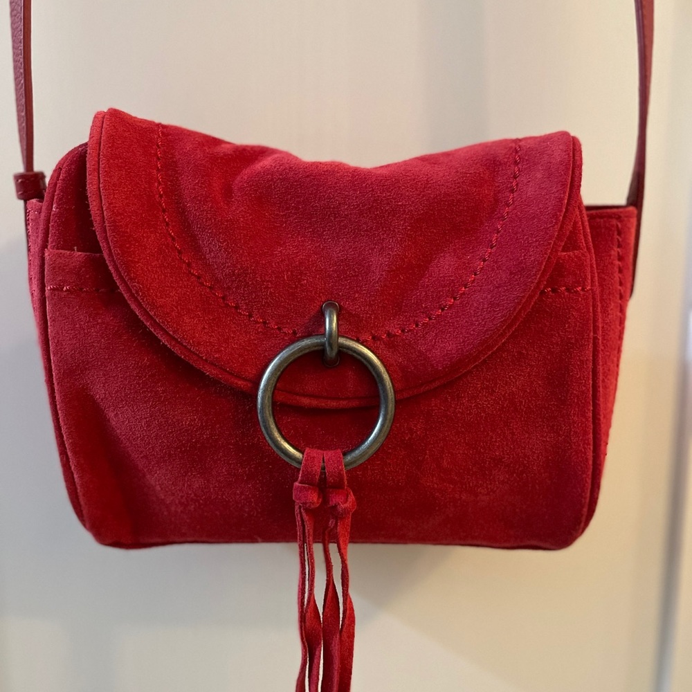 Lucky Brand - Suede Leather Red Small Crossbody - Picture 5 of 15